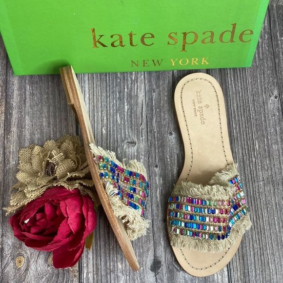 kate spade Shoes - KATE SPADE Solaina Natural Multi-Color Rhinestone Sandals 8.5M